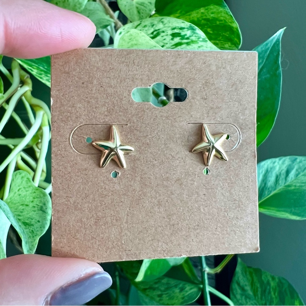 14K Gold Plated Starfish Earrings